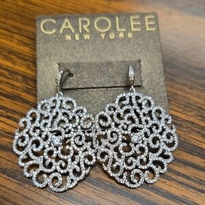 Carolee Sparkling Silver Filigree Drop Earrings